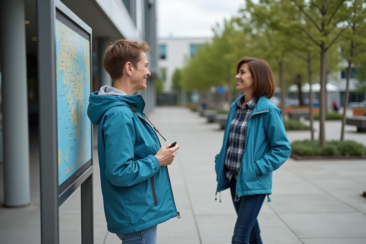 Femme lisant une carte d