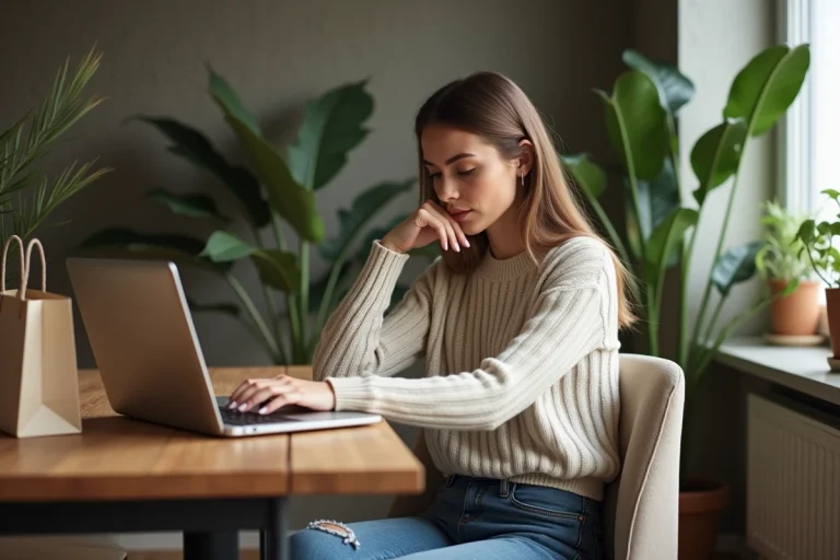 Femme élégante faisant du shopping en intérieur