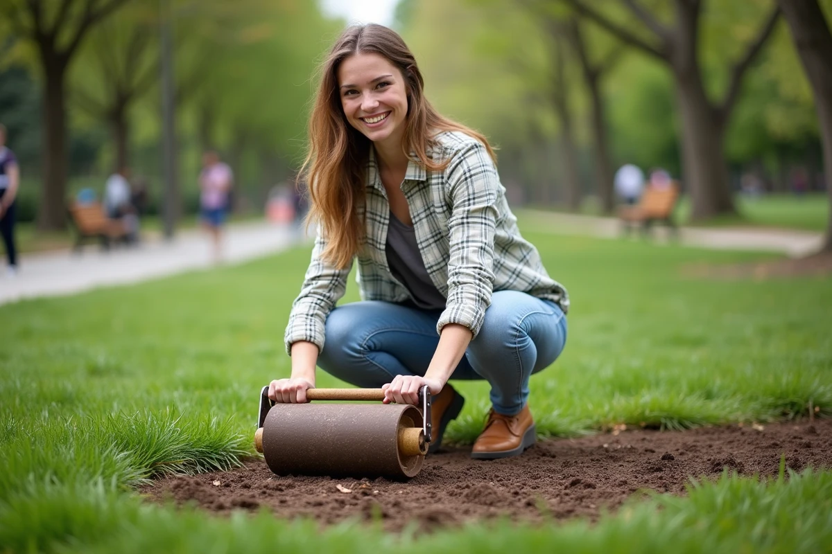 Jeune femme souriante à côté d